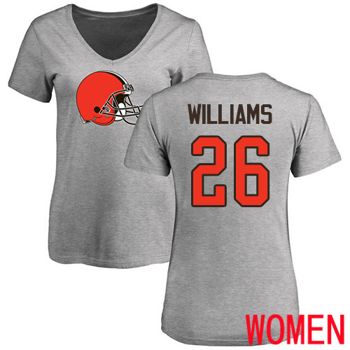 Cleveland Browns Greedy Williams Women Ash Jersey #26 NFL Football Name and Number Logo T Shirt
